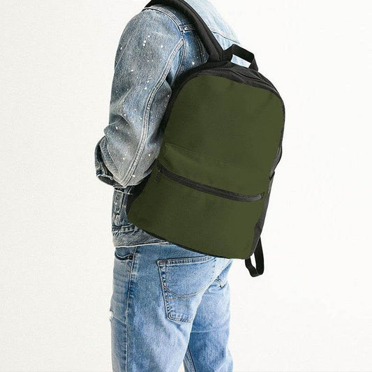 Army Green Canvas Backpack (L-FM-DA) - Man Back CloseUp