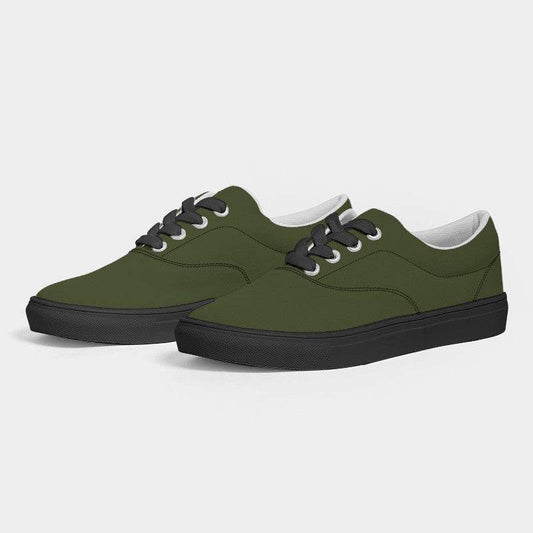 Army Green Men's Canvas Sneakers (L-FM-DA) - Side 3