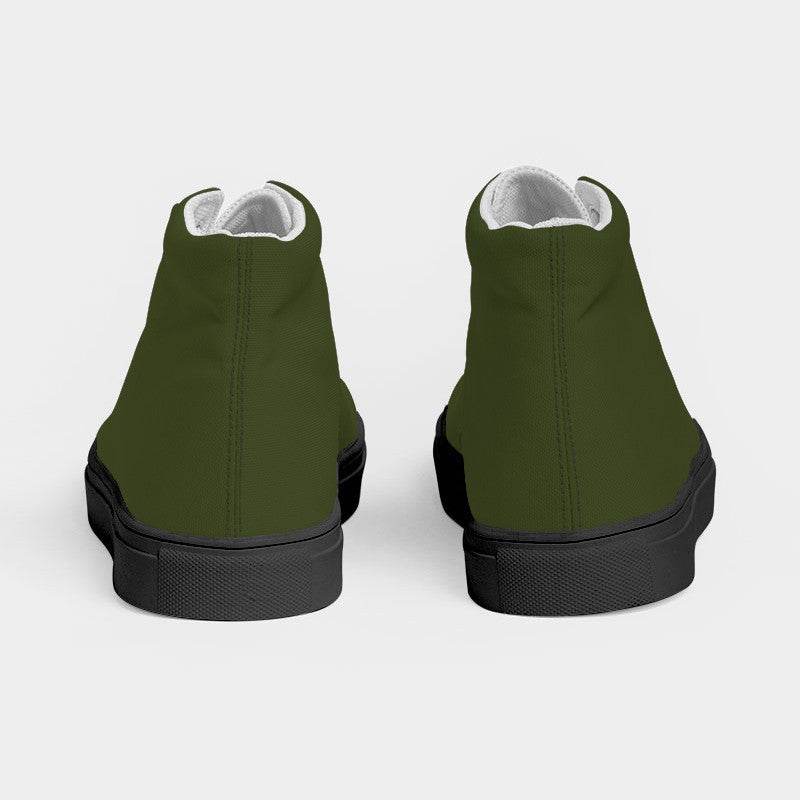 Army Green Men's High-Top Canvas Sneakers (L-FM-DA) - Back