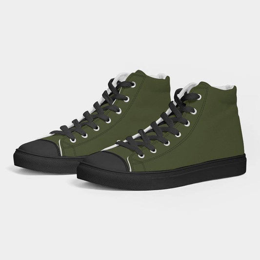 Army Green Men's High-Top Canvas Sneakers (L-FM-DA) - Side 3