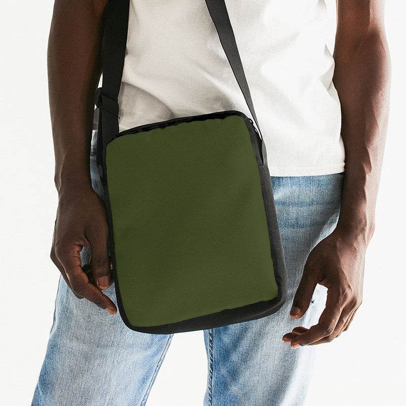 Army Green Messenger Pouch (L-FM-DA) - Man Front CloseUp