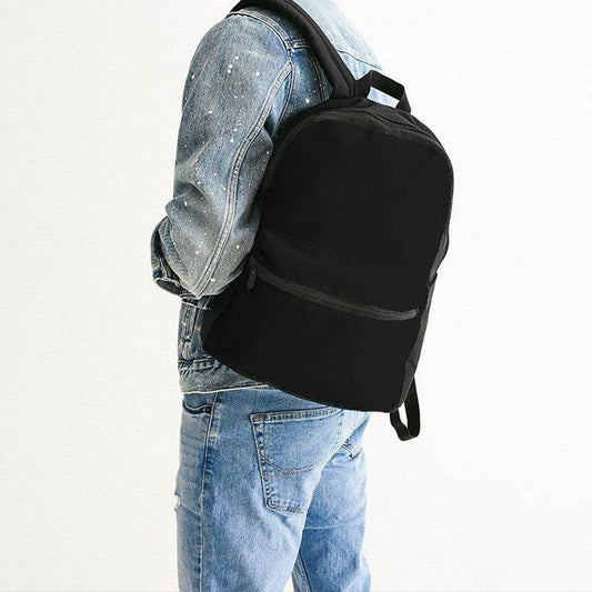 Black Canvas Backpack (N-FN-BL) - Man Back CloseUp
