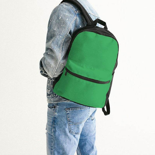 Bright Green Canvas Backpack (G-BR-ME) - Man Back CloseUp