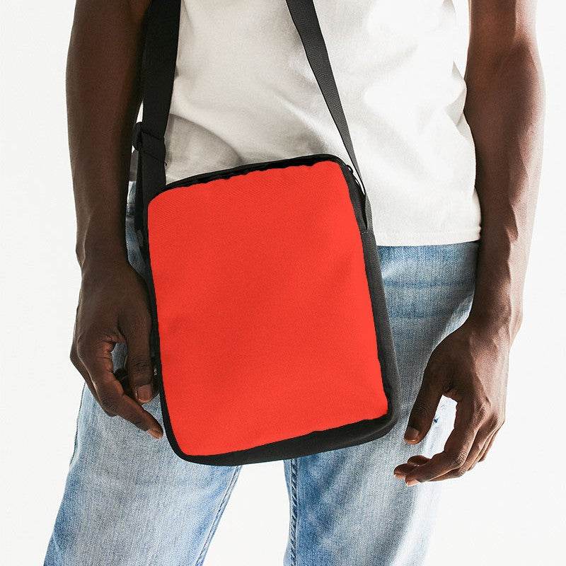 Bright Red Messenger Pouch (R-BR-ME) - Man Front CloseUp