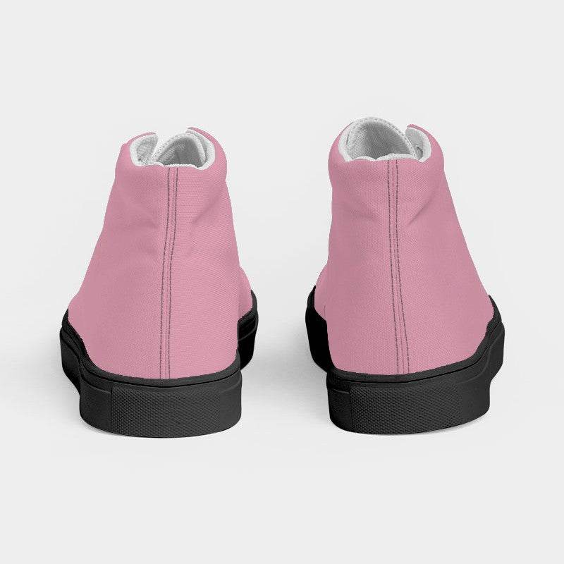 Carnation Pink Women's High-Top Canvas Sneakers (PI-FM-LG) - Back