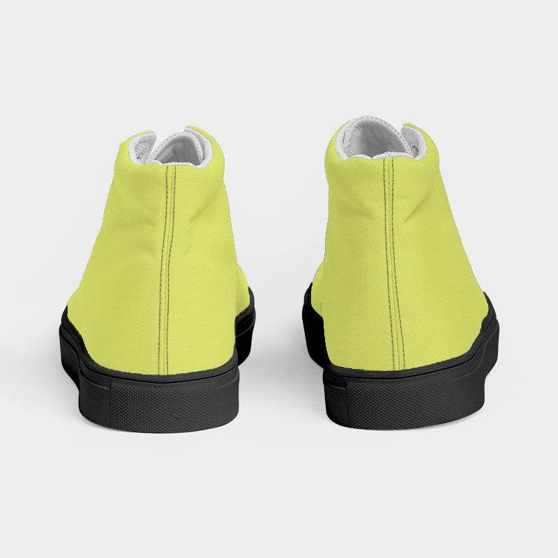 Chartreuse Yellow Women's High-Top Canvas Sneakers (LY1-CL-LI) - Back