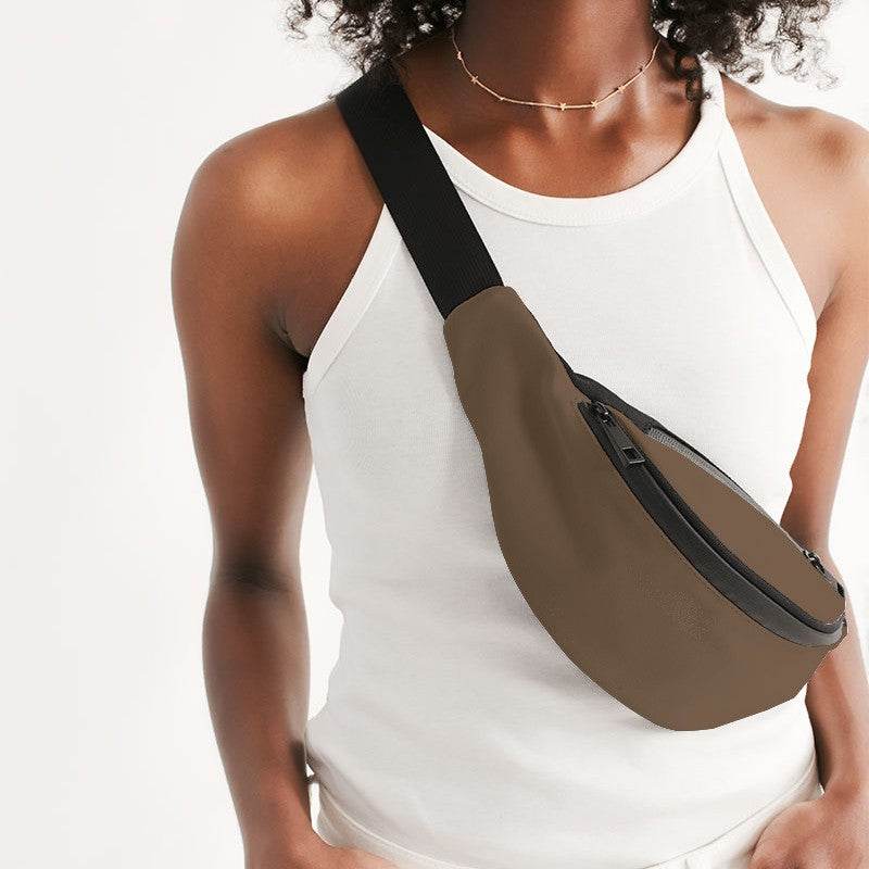 Coffee Brown Belt Bag (O-FM-MD) - Woman Front CloseUp