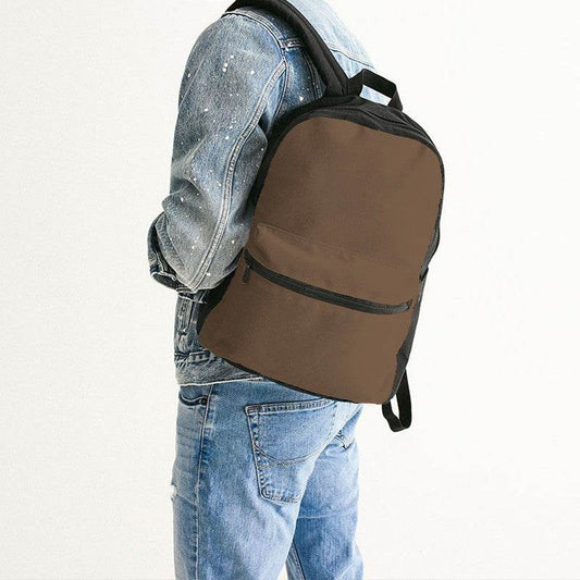 Coffee Brown Canvas Backpack (O-FM-MD) - Man Back CloseUp