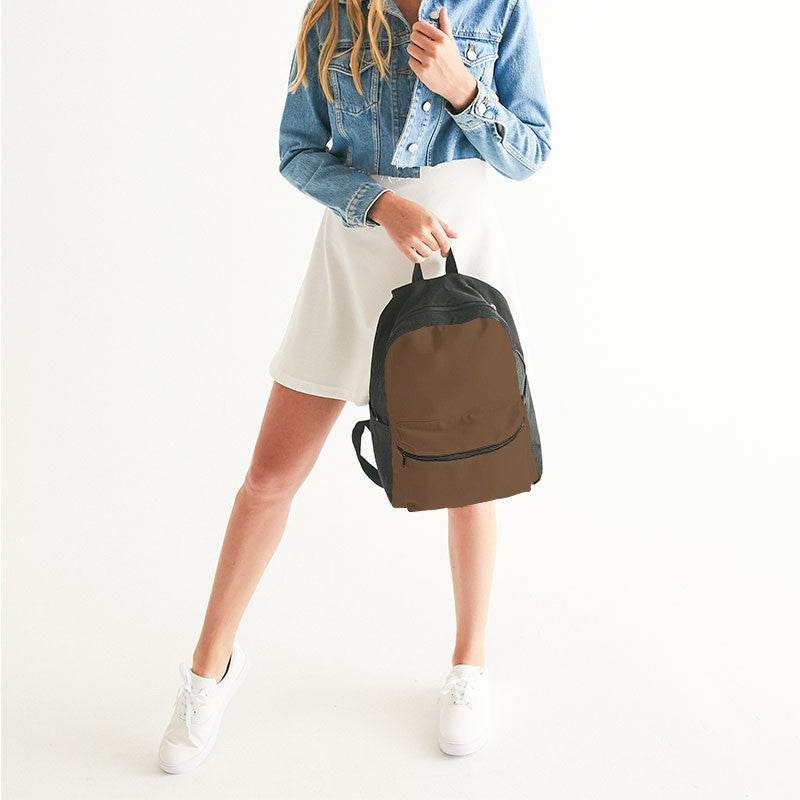 Coffee Brown Canvas Backpack (O-FM-MD) - Woman