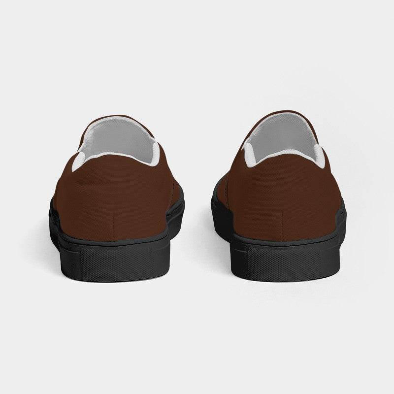 Dark Brown Women's Slip-On Canvas Sneakers (OR2-FM-DA) - Back