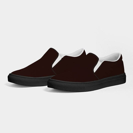 Dark Chocolate Women's Slip-On Canvas Sneakers (R-NE-DE) - Side 3