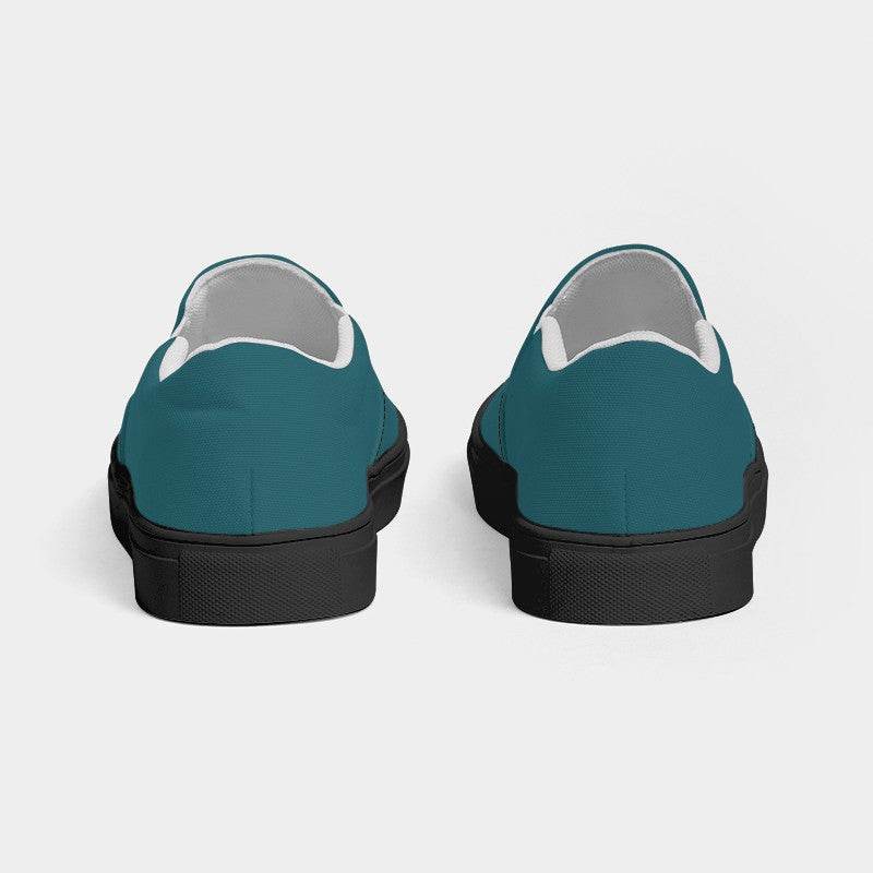 Dark Cyan Men's Slip-On Canvas Sneakers (C-MU-DA) - Back