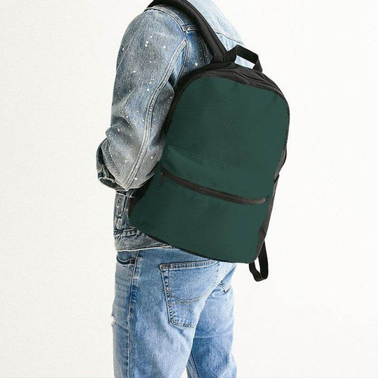 Dark Fully-Muted Blue-Green Canvas Backpack (BG-FM-DA) - Man Back CloseUp