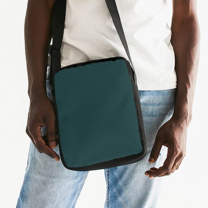 Dark Fully-Muted Blue-Green Messenger Pouch (CBG2-FM-DA) - Man Front CloseUp