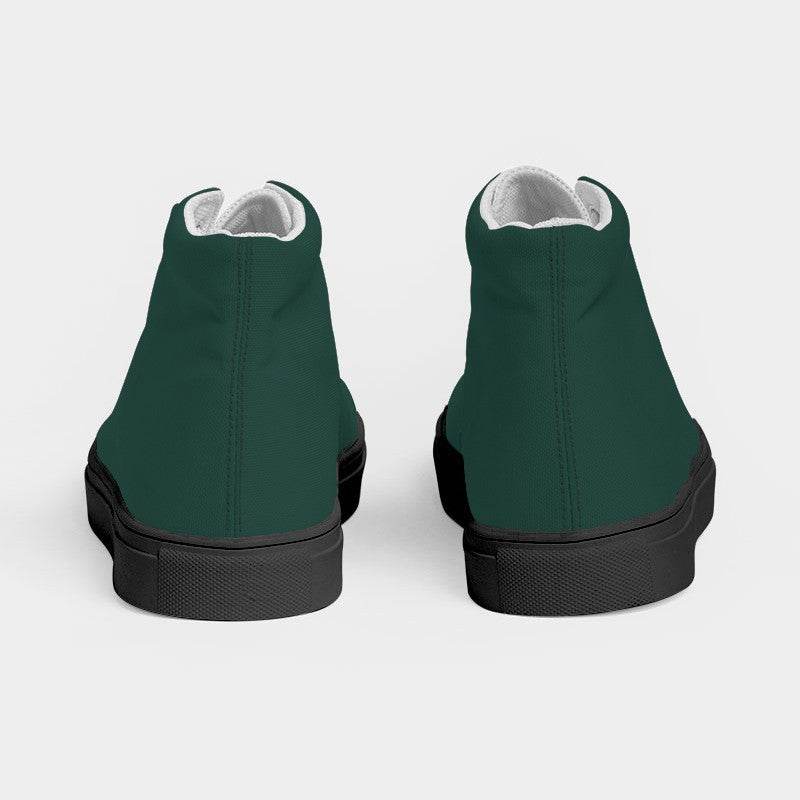 Dark Fully-Muted Blue-Green Women's High-Top Canvas Sneakers (BG-FM-DA) - Back