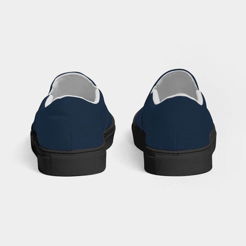Dark Fully-Muted Blue Women's Slip-On Canvas Sneakers (IB2-FM-DA) - Back