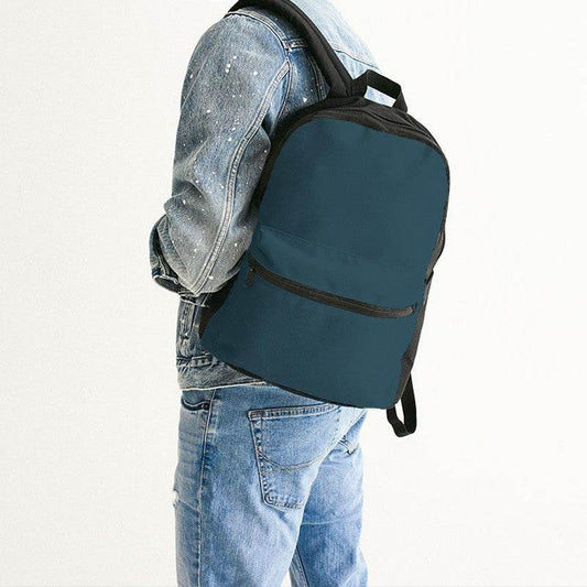 Dark Fully-Muted Cyan Canvas Backpack (BC2-FM-DA) - Man Back CloseUp