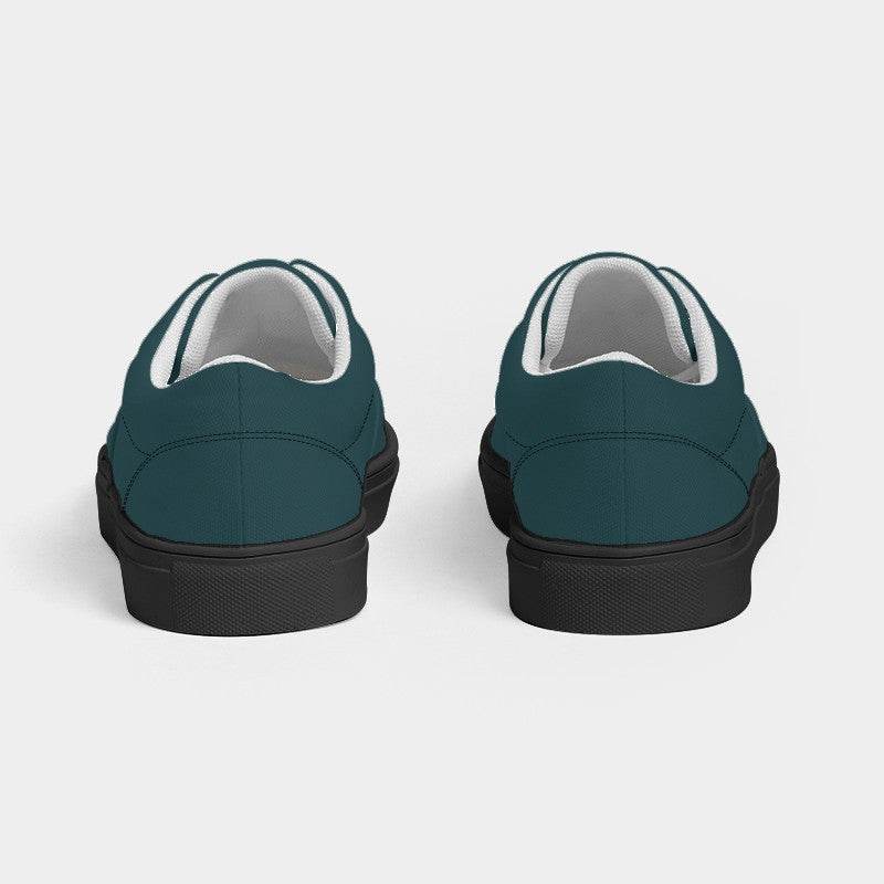Dark Fully-Muted Cyan Men's Canvas Sneakers (C-FM-DA) - Back