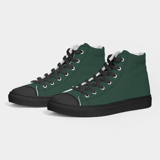 Dark Fully-Muted Green Men's High-Top Canvas Sneakers (BGG2-FM-DA) - Side 3