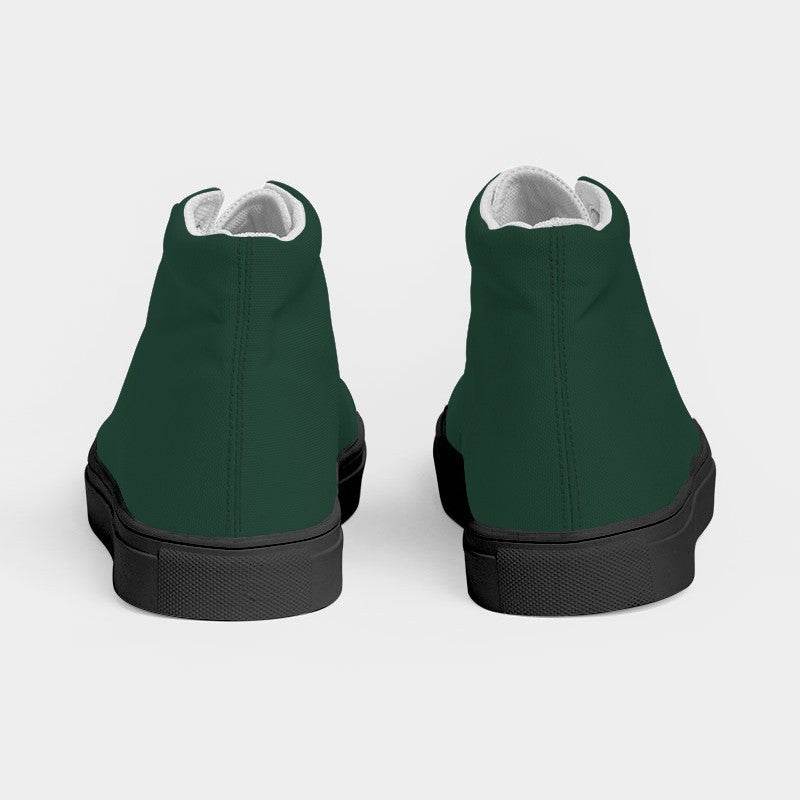 Dark Fully-Muted Green Women's High-Top Canvas Sneakers (BGG2-FM-DA) - Back