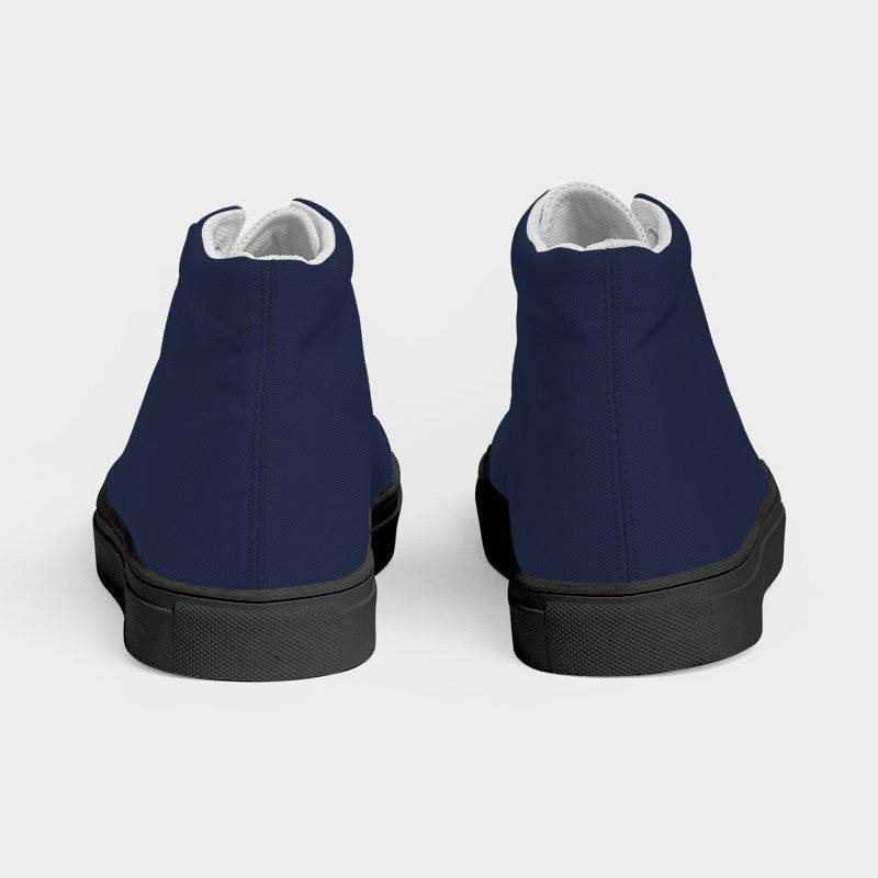 Dark Fully-Muted Indigo Women's High-Top Canvas Sneakers (I-FM-DA) - Back
