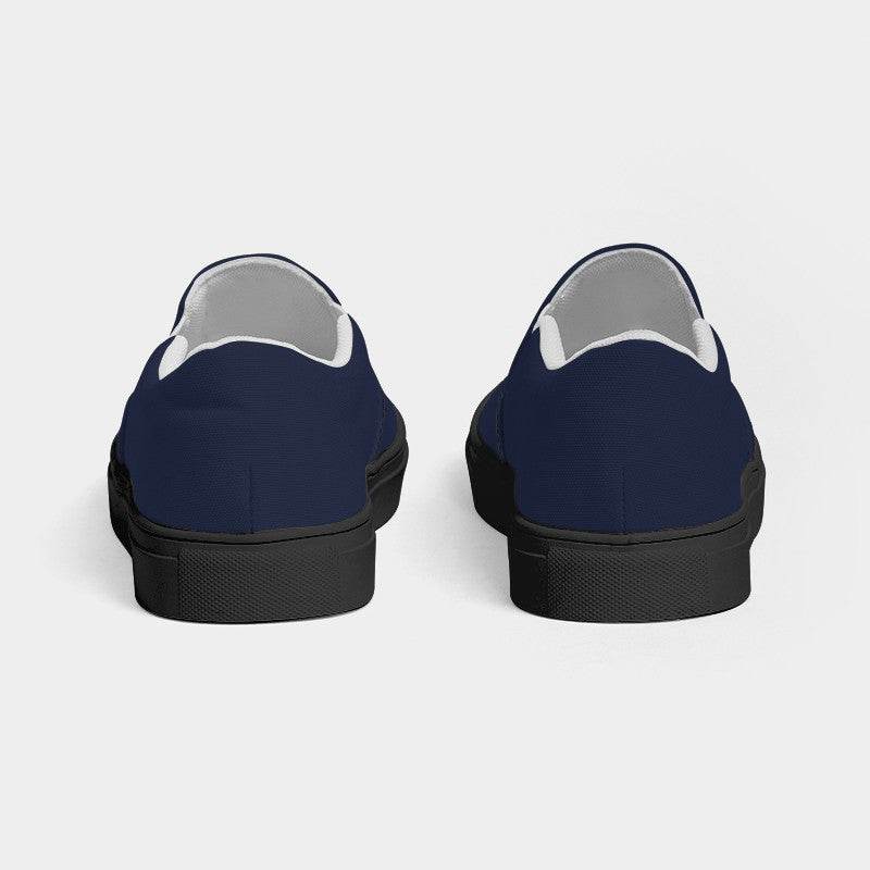 Dark Fully-Muted Indigo Women's Slip-On Canvas Sneakers (I-FM-DA) - Back