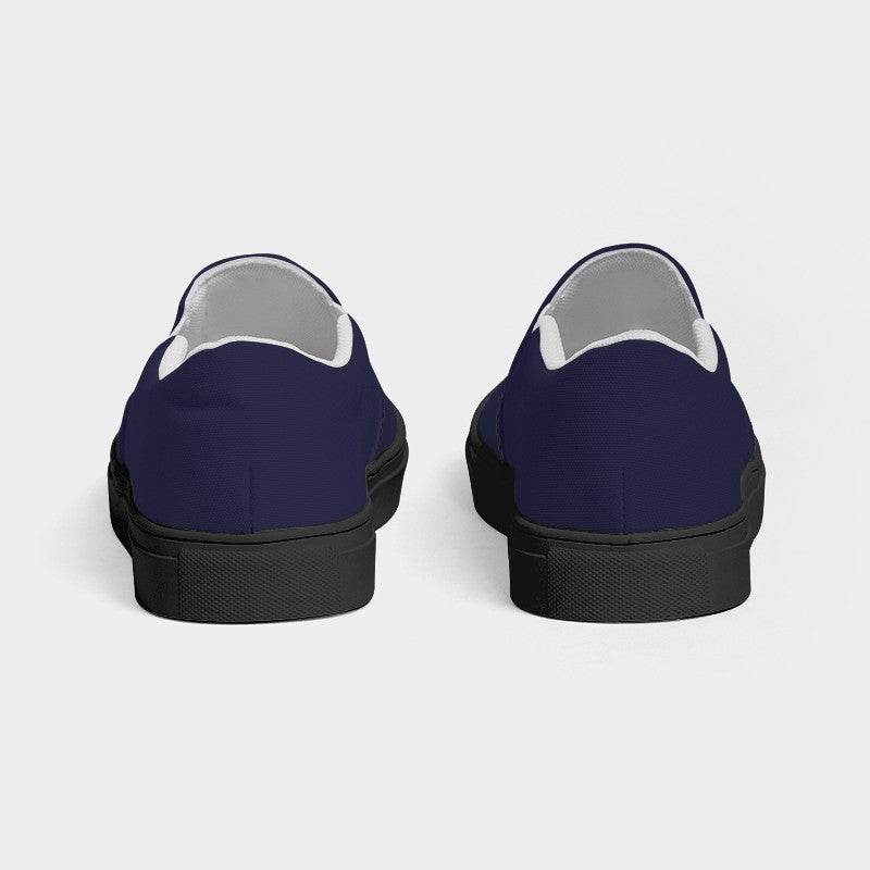 Dark Fully-Muted Indigo Women's Slip-On Canvas Sneakers (PUI2-FM-DA) - Back