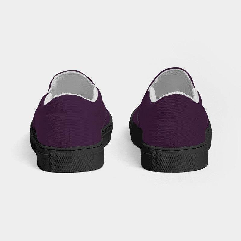 Dark Fully-Muted Magenta Women's Slip-On Canvas Sneakers (M-FM-DA) - Back