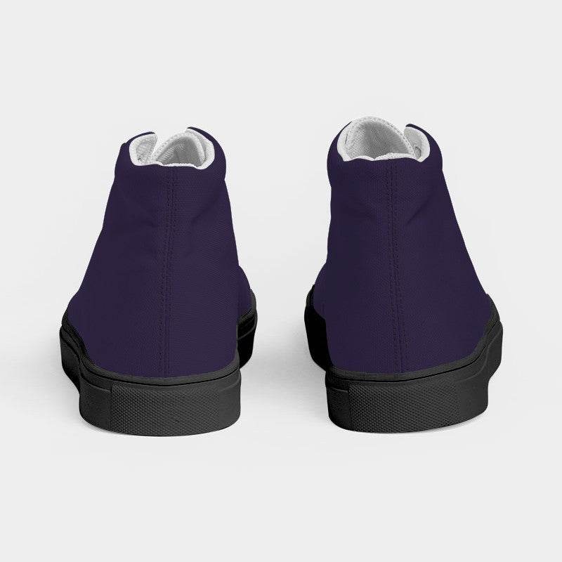 Dark Fully-Muted Purple Women's High-Top Canvas Sneakers (PU-FM-DA) - Back