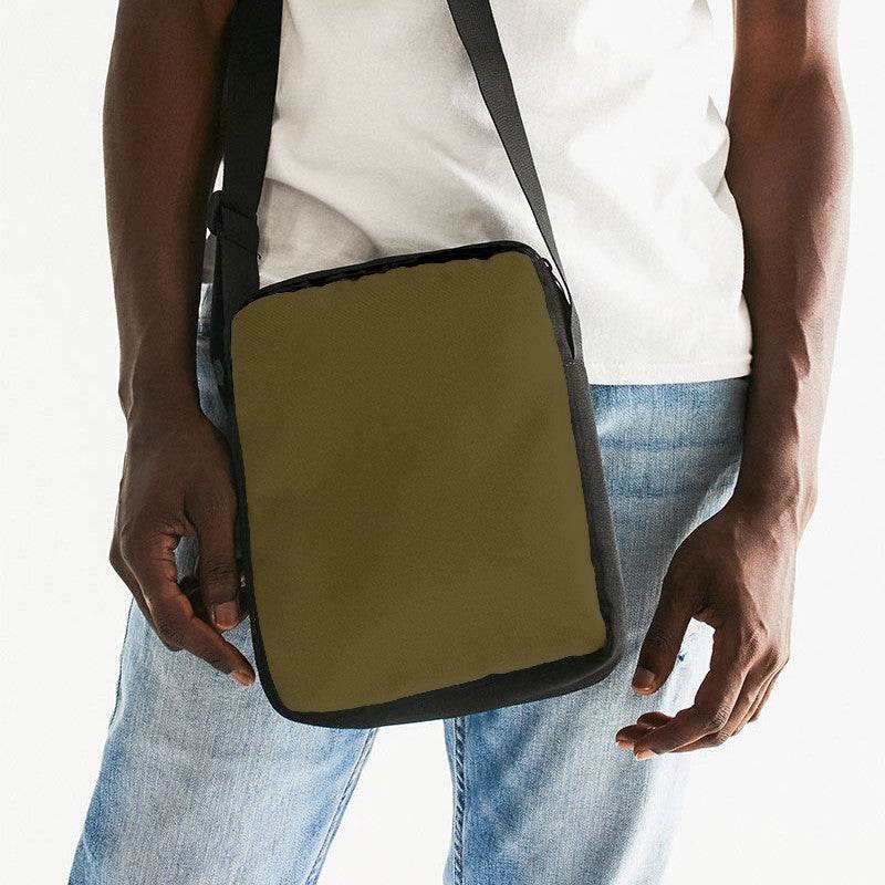 Dark Fully-Muted Yellow Messenger Pouch (Y-FM-DA) - Man Front CloseUp