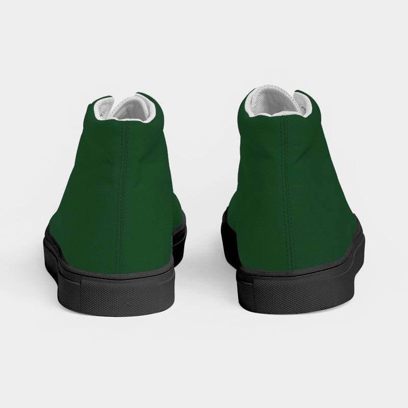 Dark Green Women's High-Top Canvas Sneakers (G-MU-DE) - Back