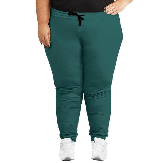 Dark Muted Blue-Green Joggers PLUS (CBG2-MU-DA) - Woman Front PLUS