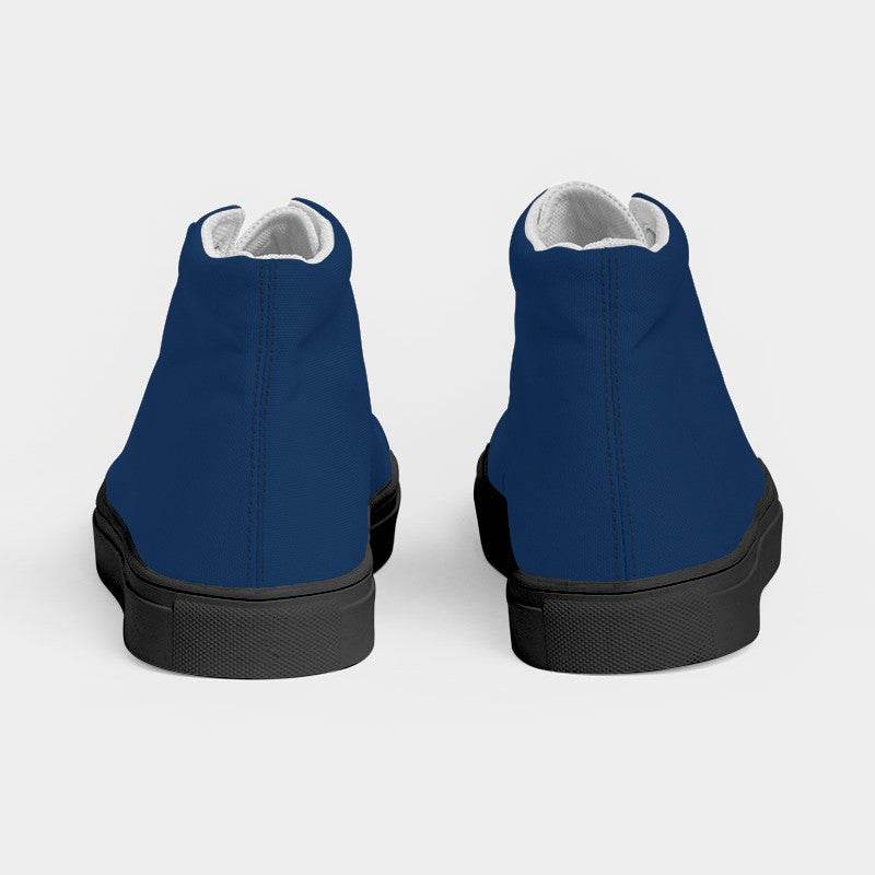 Dark Muted Blue Women's High-Top Canvas Sneakers (IB2-MU-DA) - Back