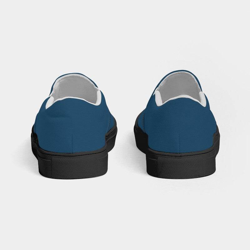 Dark Muted Blue Women's Slip-On Canvas Sneakers (B-MU-DA) - Back