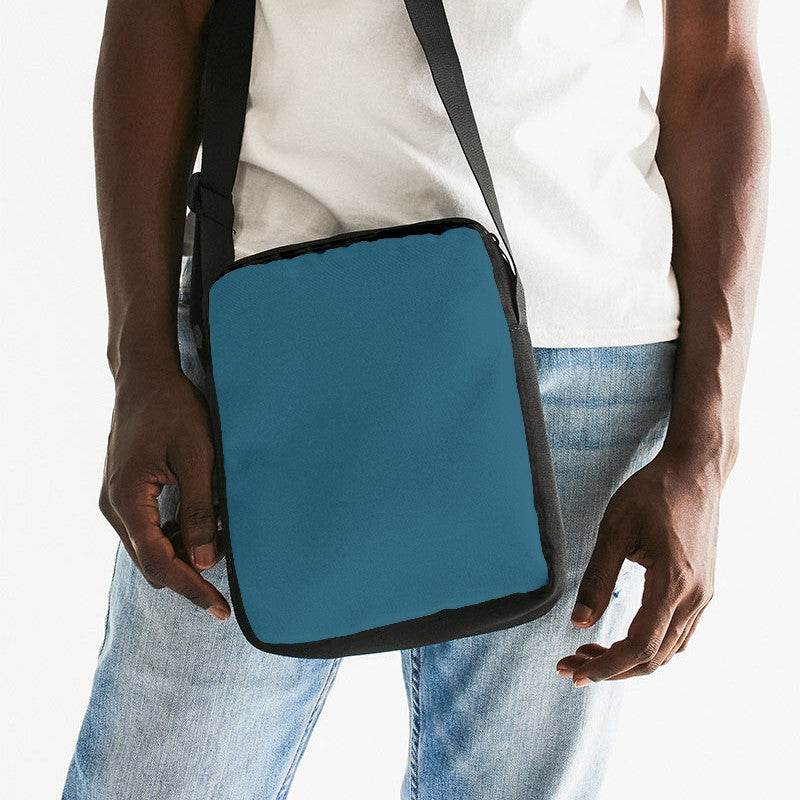 Dark Muted Cyan Messenger Pouch (BC2-MU-DA) - Man Front CloseUp