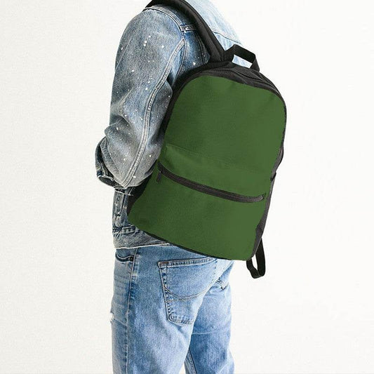 Dark Muted Lime Canvas Backpack (GL2-MU-DA) - Man Back CloseUp