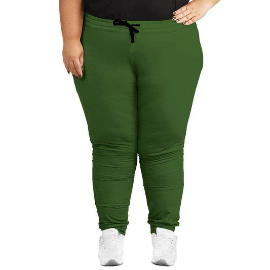 Dark Muted Lime Joggers PLUS (GL2-MU-DA) - Woman Front PLUS