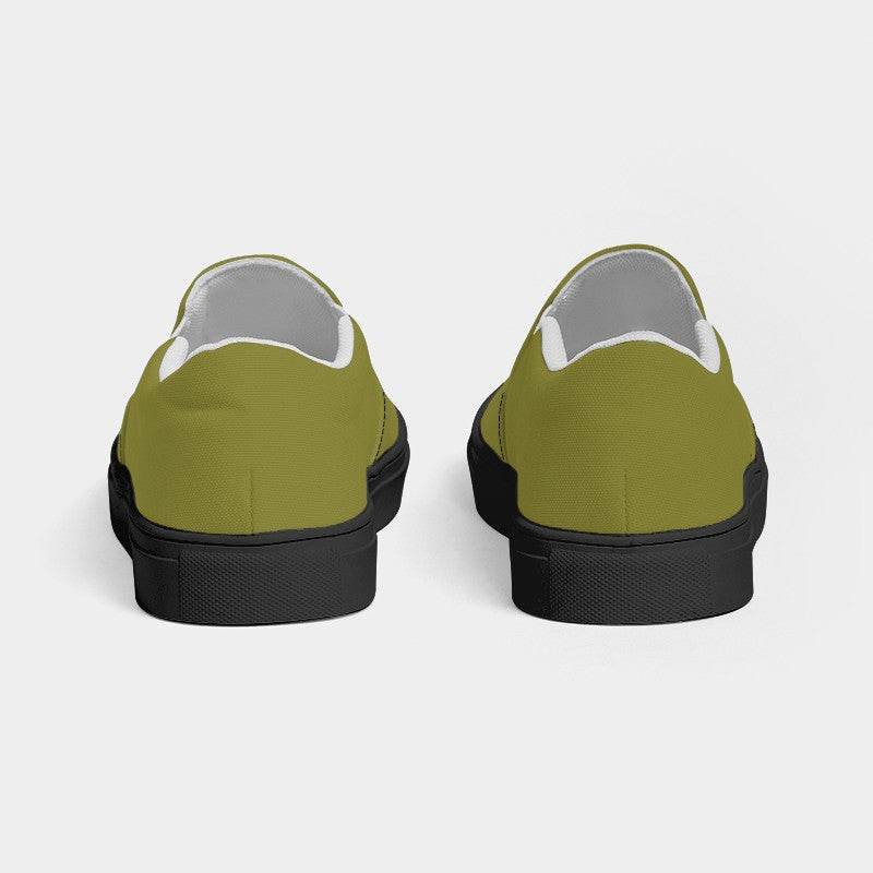 Dark Muted Yellow Women's Slip-On Canvas Sneakers (LY2-MU-DA) - Back