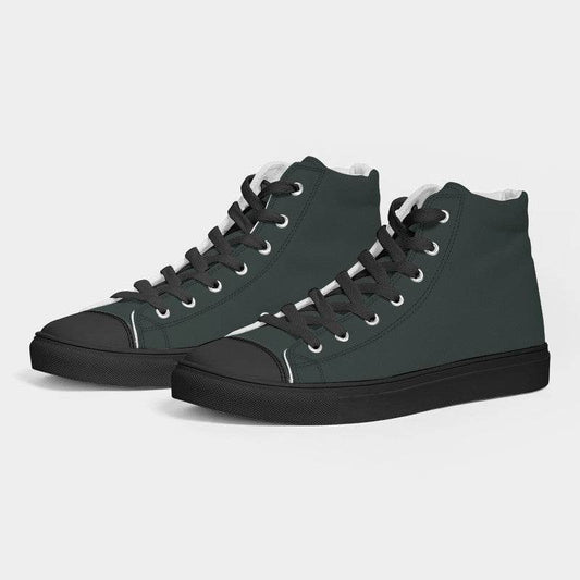 Dark Neutral Blue-Green Men's High-Top Canvas Sneakers (BG-NE-DA) - Side 3