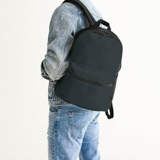 Dark Neutral Cyan Canvas Backpack (C-NE-DA) - Man Back CloseUp
