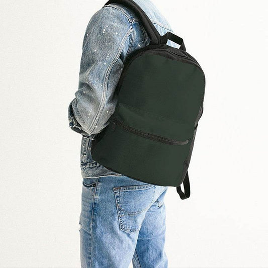 Dark Neutral Green Canvas Backpack (G-NE-DA) - Man Back CloseUp