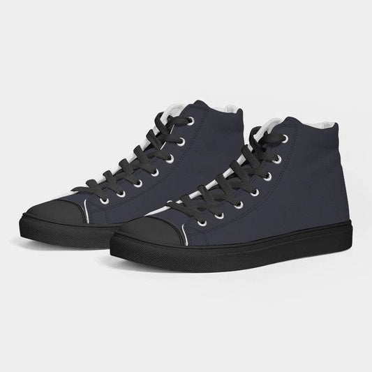 Dark Neutral Indigo Men's High-Top Canvas Sneakers (PUI2-NE-DA) - Side 3