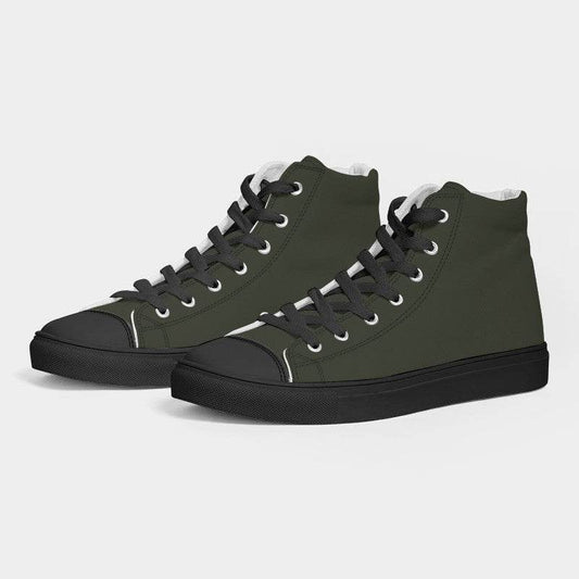 Dark Neutral Lime Women's High-Top Canvas Sneakers (L-NE-DA) - Side 3