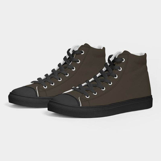 Dark Neutral Orange Men's High-Top Canvas Sneakers (YO2-NE-DA) - Side 3