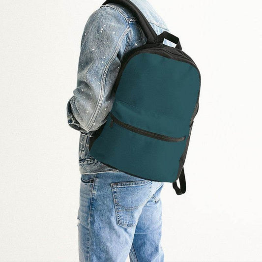 Dark Turquoise Canvas Backpack (C-MU-DE) - Man Back CloseUp