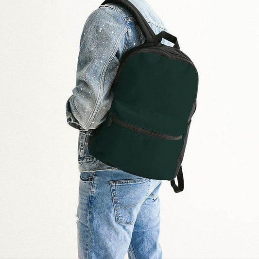 Deep Fully-Muted Blue-Green Canvas Backpack (BG-FM-DE) - Man Back CloseUp