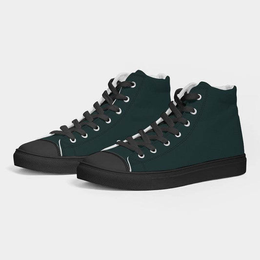 Deep Fully-Muted Blue-Green Men's High-Top Canvas Sneakers (CBG2-FM-DE) - Side 3