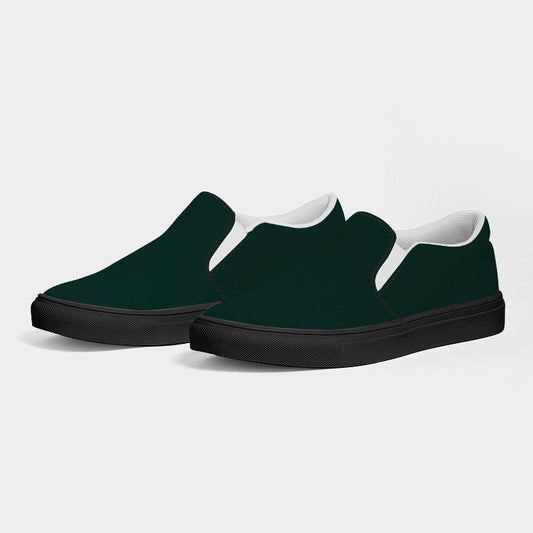 Deep Fully-Muted Blue-Green Women's Slip-On Canvas Sneakers (BG-FM-DE) - Side 3