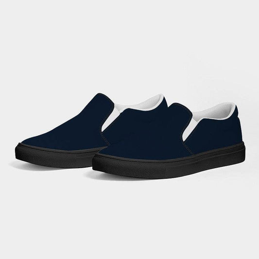 Deep Fully-Muted Blue Women's Slip-On Canvas Sneakers (IB2-FM-DE) - Side 3