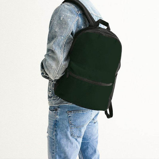 Deep Fully-Muted Green Canvas Backpack (G-FM-DE) - Man Back CloseUp